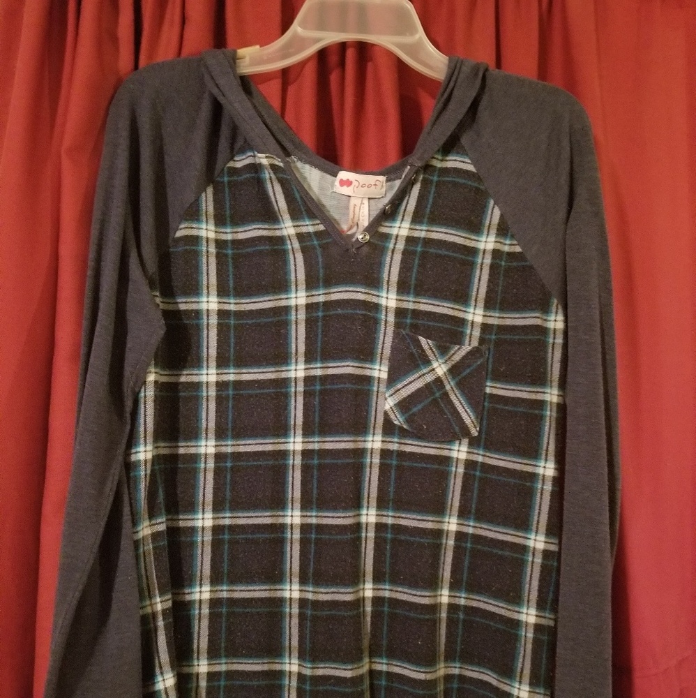 Blue plaid long sleeve shirt